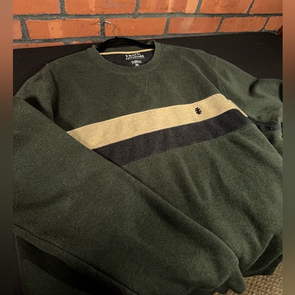 IZOD Advantage Performance Colorblock Crewneck Sweatshirt Green Beige Black XXL - Picture 4 of 6